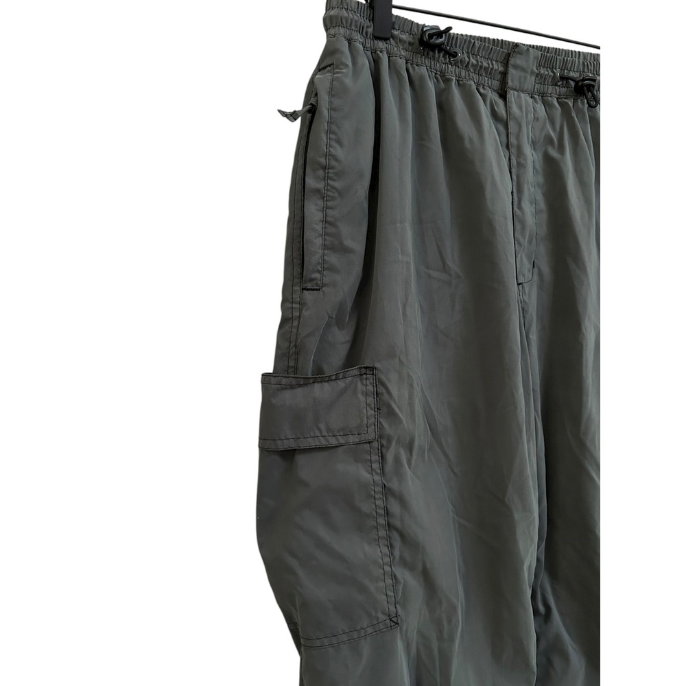 Old Navy Mens Y2K Blokecore Medium Gray Cargo Track Pants Drawstring Pockets - Picture 2 of 10